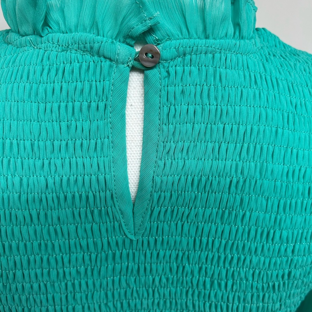 SHE&SKY Smocked Long-Sleeve Tiered Dress in turquoise Size M - Picture 4 of 6